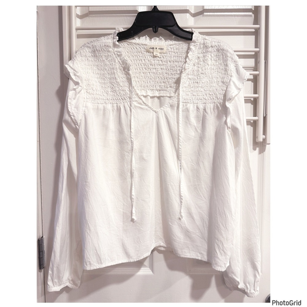 Cloth & Stone Anthropologie Tencel Smocked Pullover Peasant Blouse XL